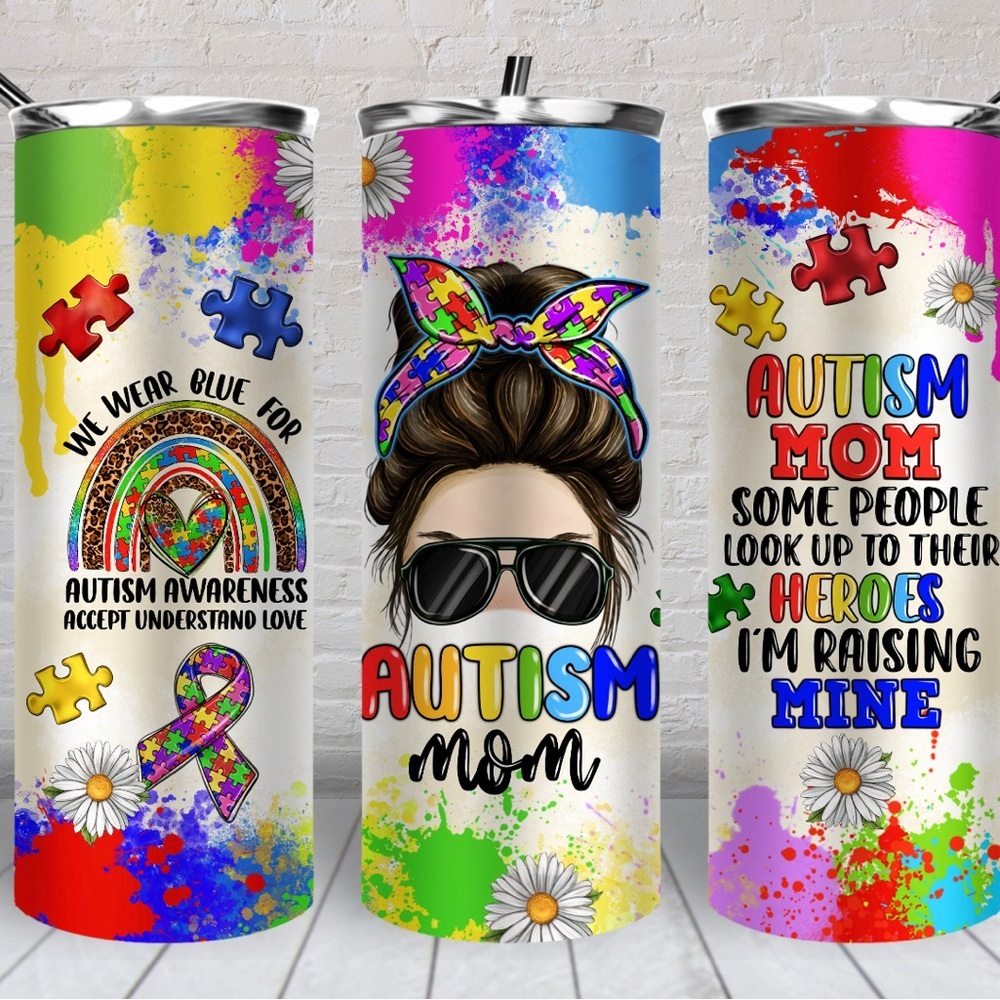 Autism mom tumbler 20oz Stainless Steel